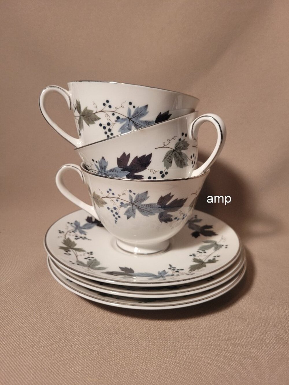 Royal Doulton Burgundy (Lot of 3) Cup & Saucer Sets EXCELLENT!